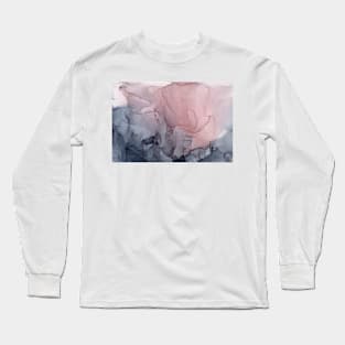 Blush and Gray Flowing Ombre Abstract 1 Long Sleeve T-Shirt